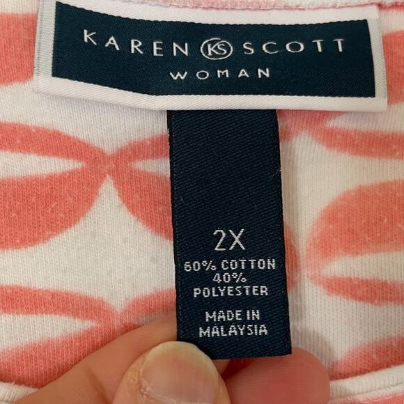 Cotton Blend Orange/Peach/Coral Graphic T-Shirt, Hot Air Balloon, Bling Size 2X - Picture 9 of 12